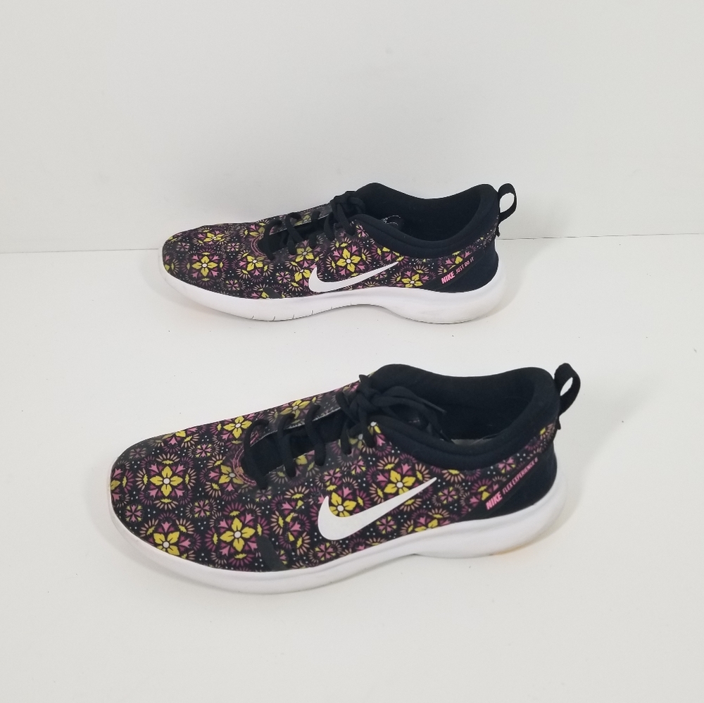 Nike Flex Experience 8 Black Purple Floral Running Sneakers Women's Size 7